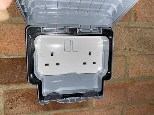 Weatherproof double outside socket installed by BrightSpark