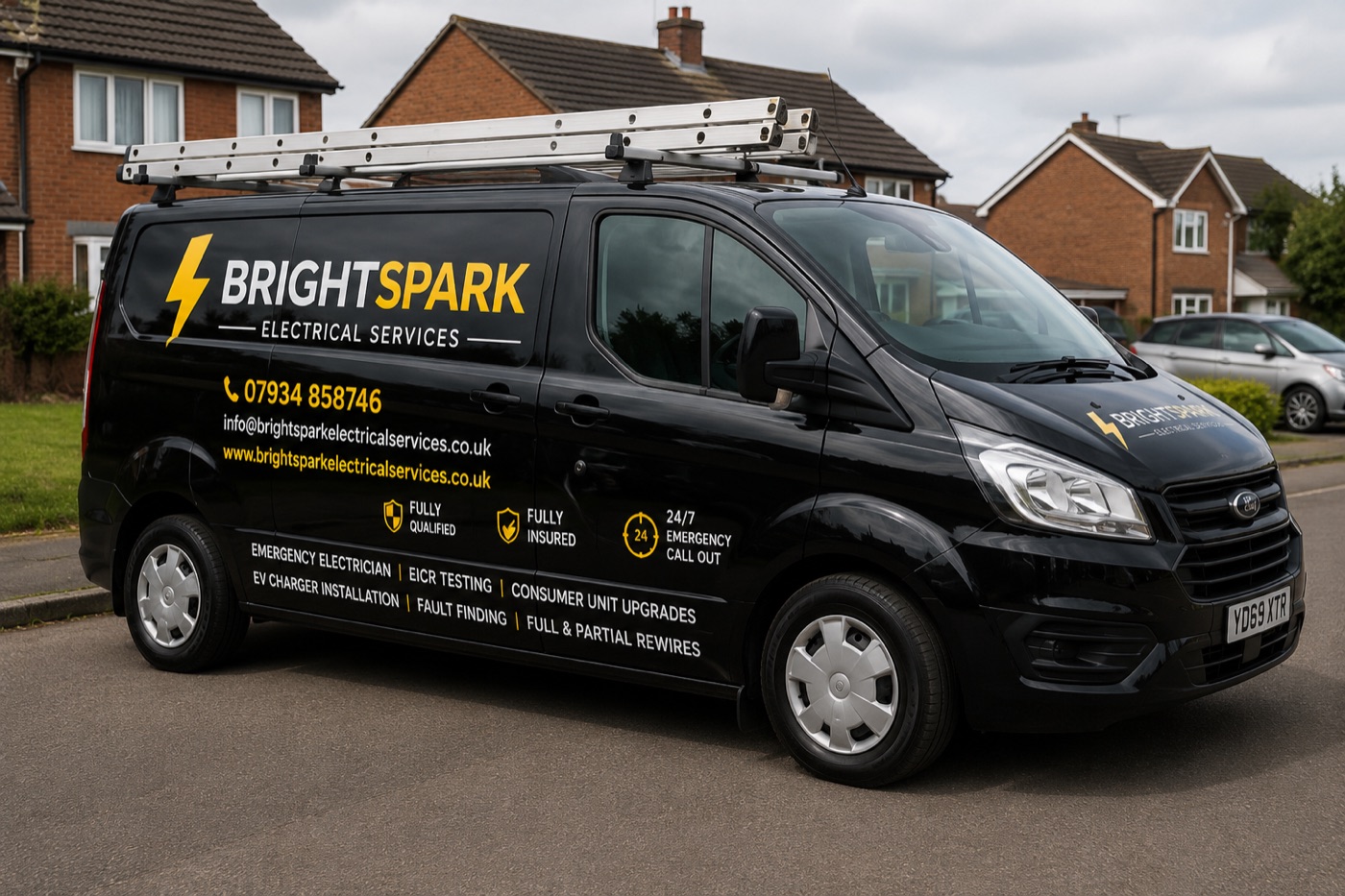 BrightSpark Electrical Services branded work van in Lincolnshire