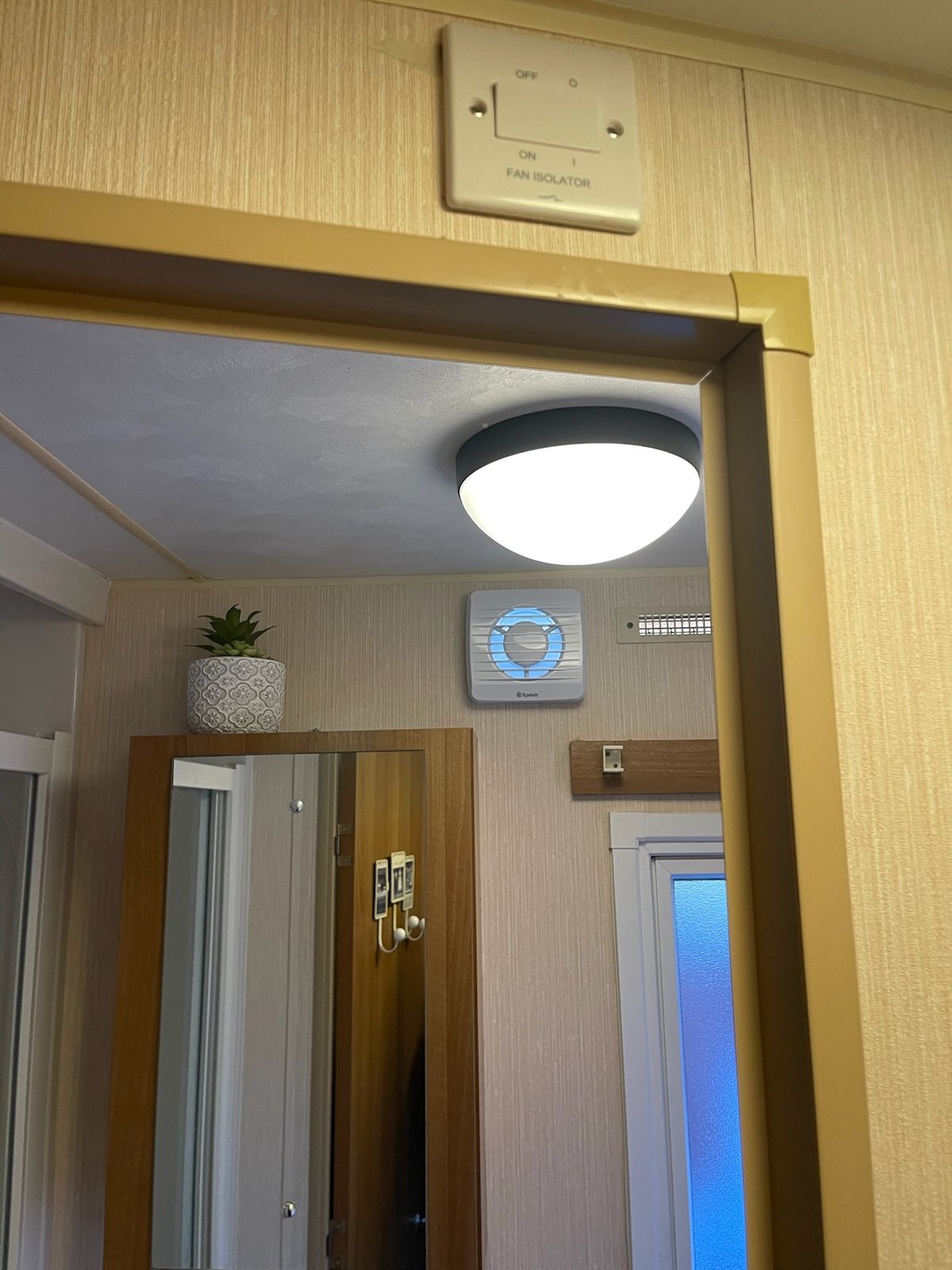 Completed interior lighting inside a static caravan