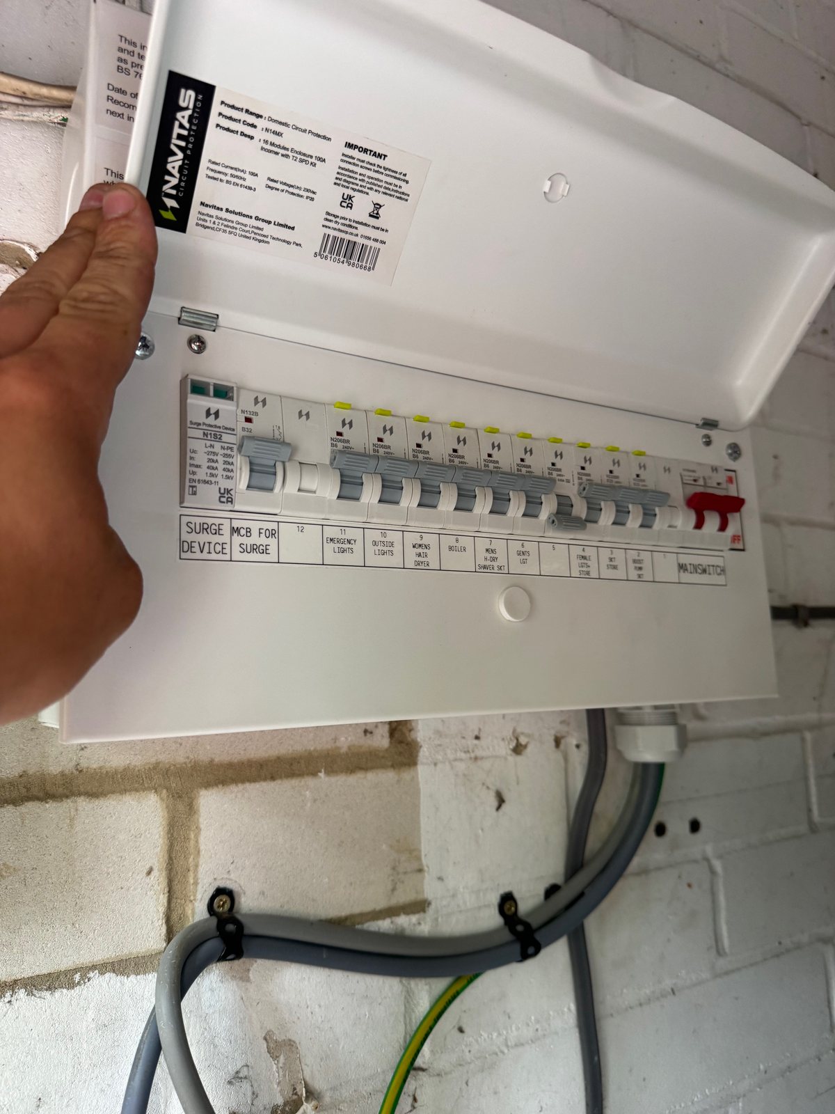Completed labelled consumer unit installation by BrightSpark