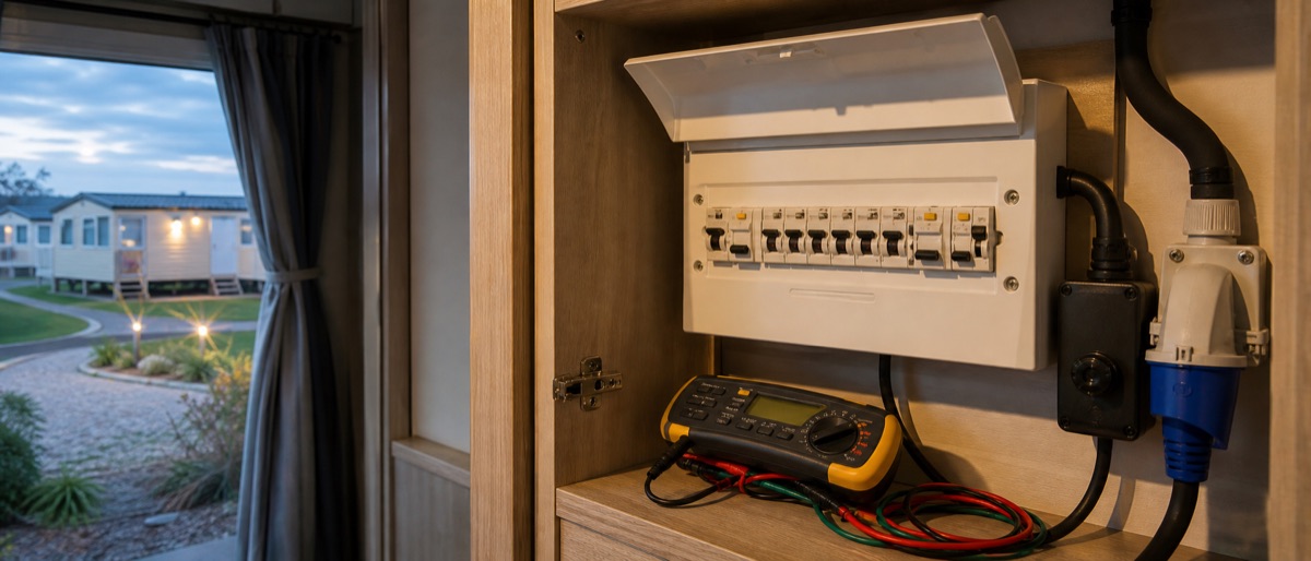 Static Caravan Electrical Layout realistic UK electrical example