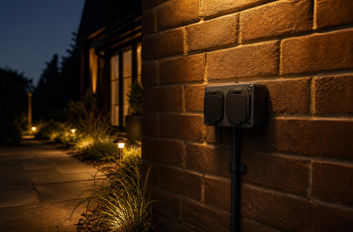 Outside Socket / Garden Power Layout realistic UK electrical example